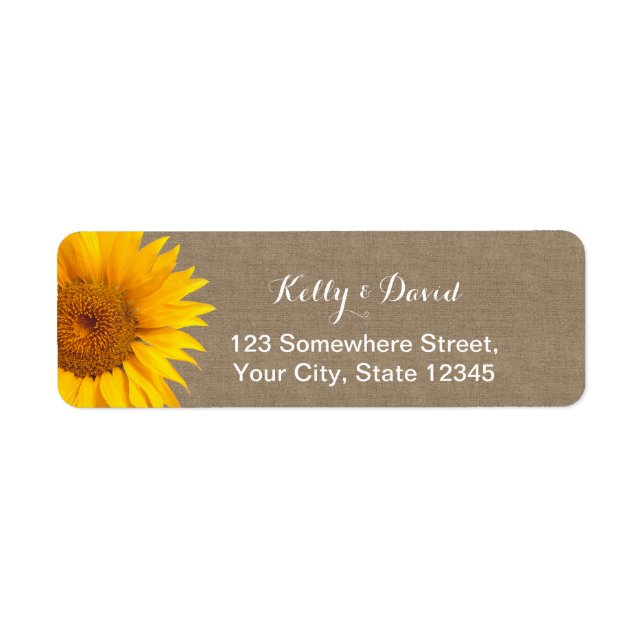 Country Sunflowers Burlap Mariage Adresse de retou (Devant)