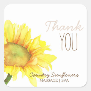 Country Sunflowers Business Thank You Square Sticker