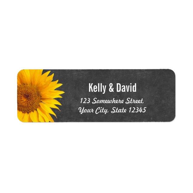 Country Sunflowers Chalkboard Adresse de retour (Devant)