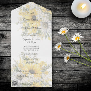 Country Sunflowers & Daisies with QR Code  All In One Invitation
