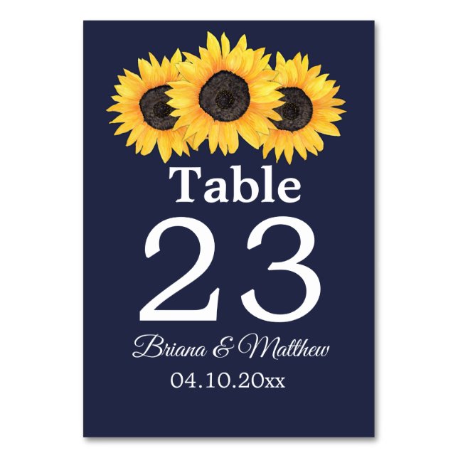 Country Sunflowers on Blue Table Card (Front)