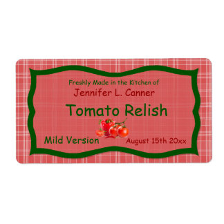Country Sunglo Red Plaid with Tomatoes Food Label
