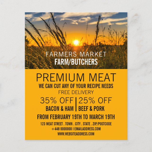 Country Sunset, Farmer & Butcher Advertising Flyer (Front)