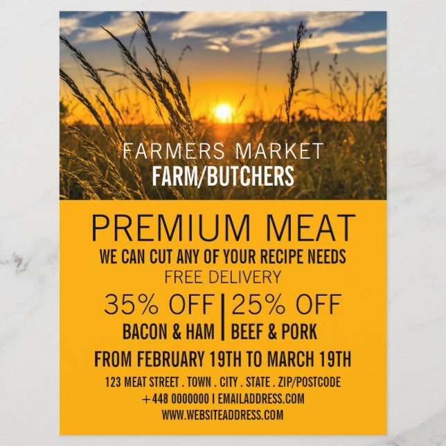 Country Sunset, Farmer & Butcher Advertising Flyer (Front)