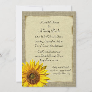Country Sunshine Sunflower Bridal Shower Invitation