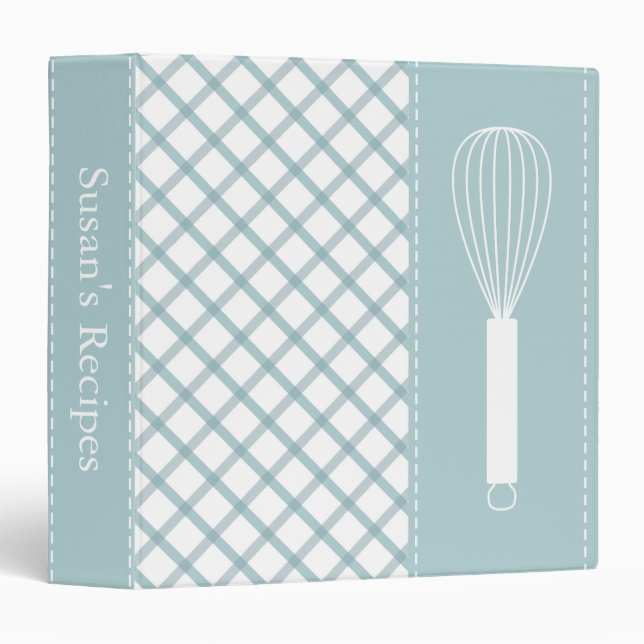 Country Teal Plaid Whisk Recipe Binder (Front/Spine)