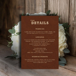 Country Terracotta Wedding Details Enclosure Card