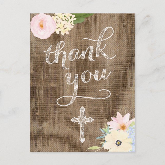 Country Thank You Note with Holy Cross Postcard (Front)