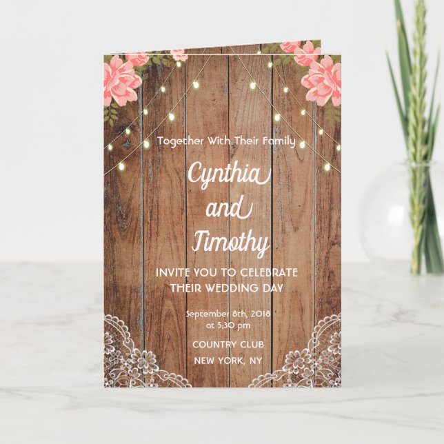 Country Theme Wedding Card (5" x 7") (Front)