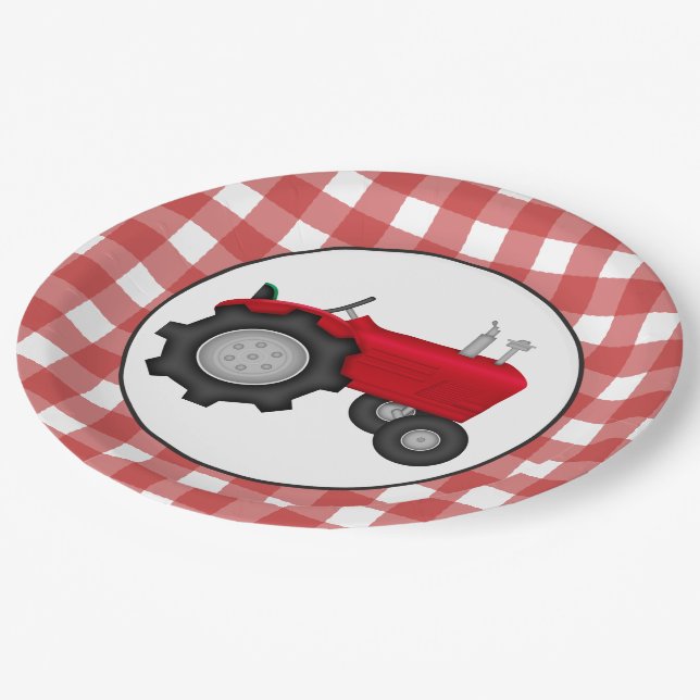 Country Tractor party paper plates (Angled)