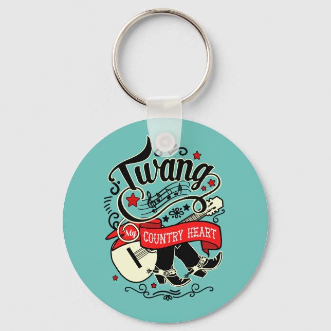 Country Twang Red/Black ID464 Keychain (Front)