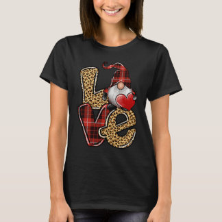 COuntry Valentine's Day Love Leopard Buffalo Plaid T-Shirt