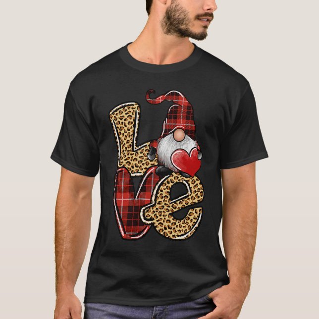 COuntry Valentine's Day Love Leopard Buffalo Plaid T-Shirt (Front)