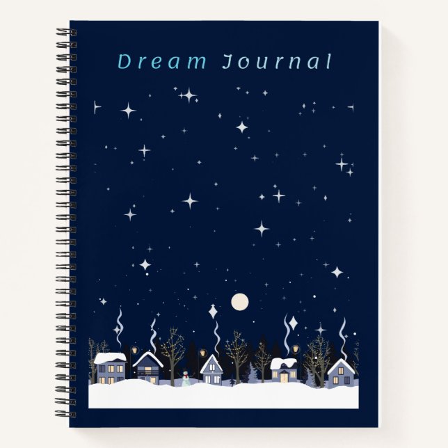 Country Village Nighttime Winter Sky Dream Journal (Front)