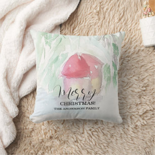 Country Village White Christmas Throw Pillow