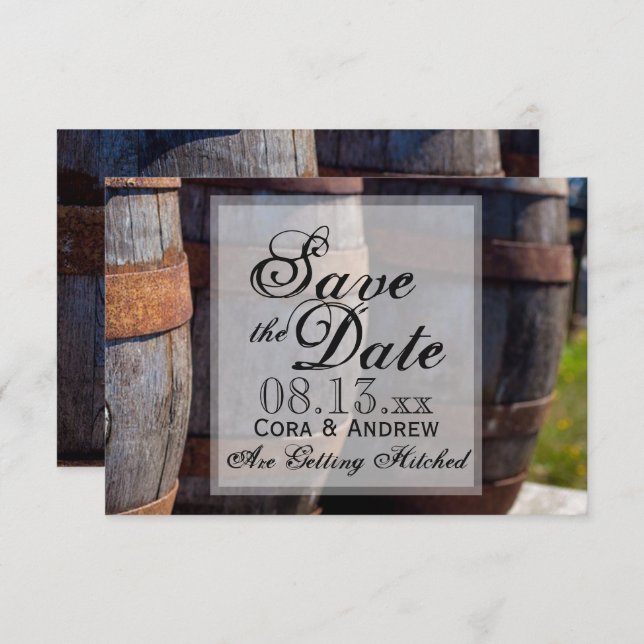 Country Vineyard & Rustic Wine Barrel Wedding Invitation (Front/Back)