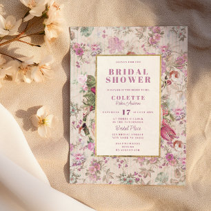 Country vintage blush pink floral Bridal Shower Invitation