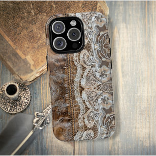 Country Vintage Leather and Lace Women's Case-Mate iPhone 14 Pro Max Case