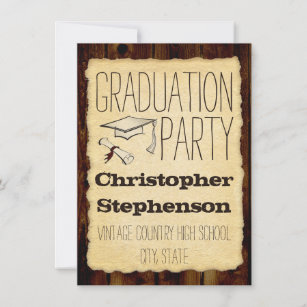 Country Vintage Parchment Graduation Party Invitation
