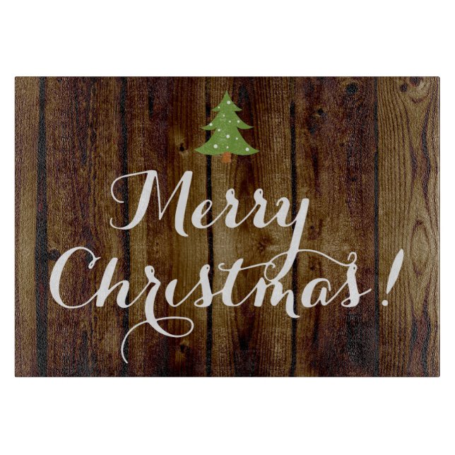 Country Vintage Wood Merry Christmas Cutting Board (Front)