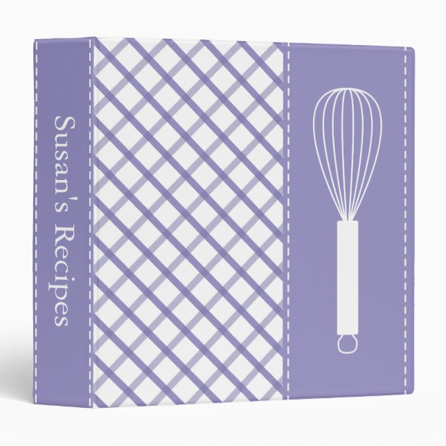 Country Violet Plaid Whisk Recipe Binder (Front/Spine)