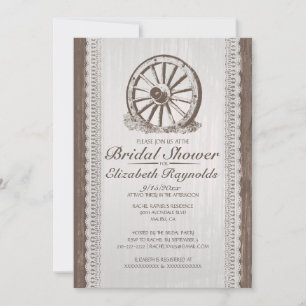 Country Wagon Wheel Bridal Shower Invitations