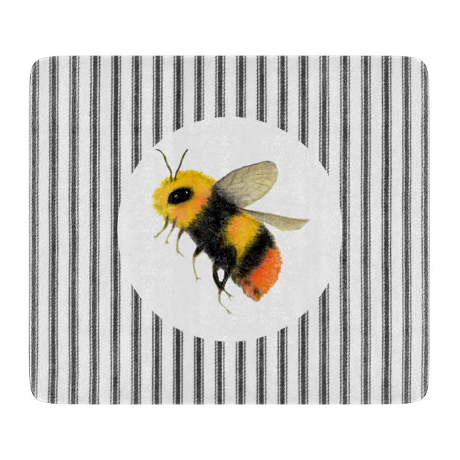 Country Watercolor Bee Cutting Board (Front)