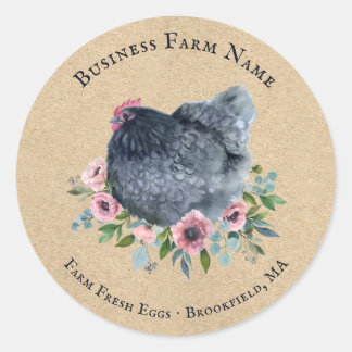 Country Watercolor Floral Farm Chicken Hen Classic Round Sticker