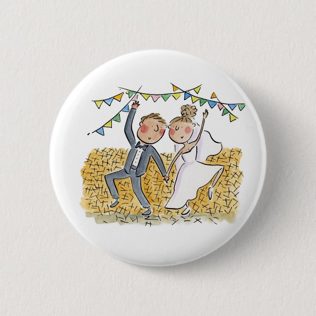 Country Wedding 2 Inch Round Button (Front)