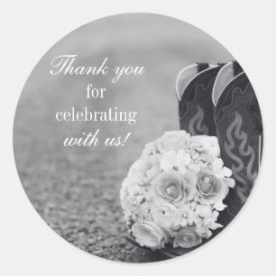 Country wedding boots thank you sticker