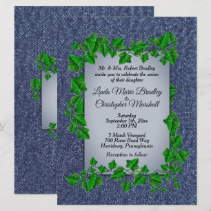Country Wedding Denim Vines Invitation 6.5" x 8.75