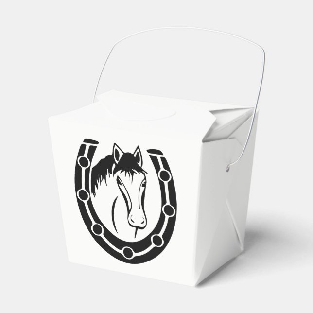 Country Wedding Horse Horseshoe Western Rustic Favor Box (Front Side)