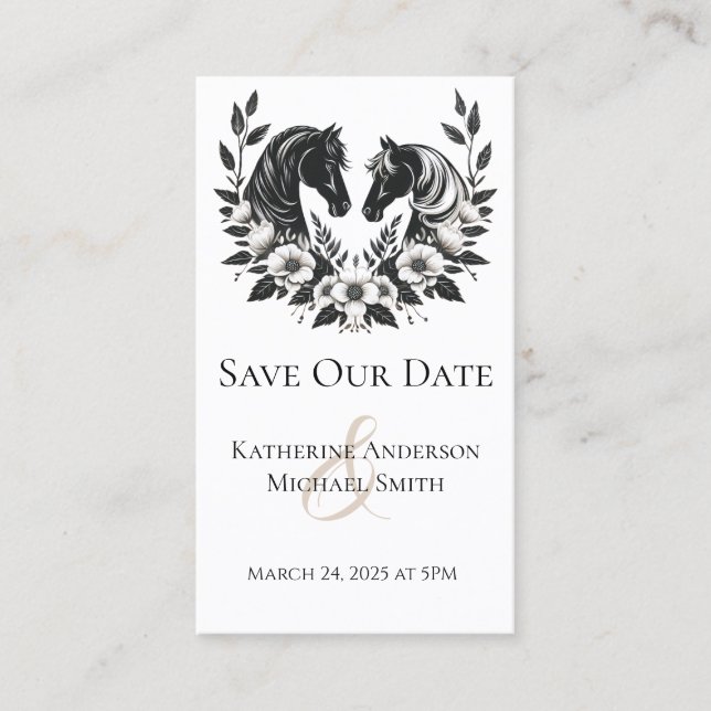 Country Wedding-Horses and Flowers Business Card (Front)