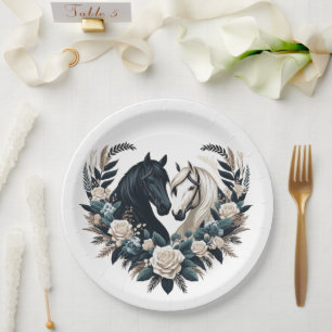 Country Wedding-Horses in Love  Paper Plate