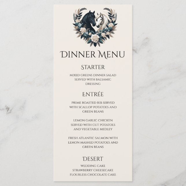 Country Wedding-Horses in Love Wedding Menu (Front)