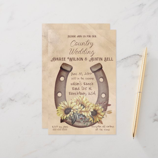  Country Wedding Horseshoe and Sunflowers (Front/Back In Situ)