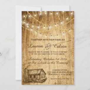 Country wedding invitation with Barn and Silo