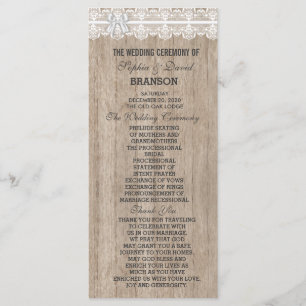 Country Wedding Lace Old Barn Wood Custom Program