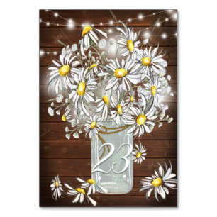 Country Wedding Mason Jar Daisies BarefootBride™ Table Number