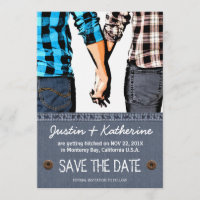 Country Wedding Save The Date Couple Holding Hands