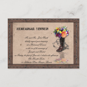 Country Western Babed Wire Wedding Rehearsal Invitation