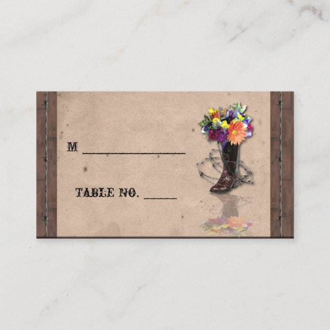 Country Western Barbed Wire Wedding Place Cards (Front)