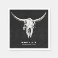 Country Western Black And White Bull Skull