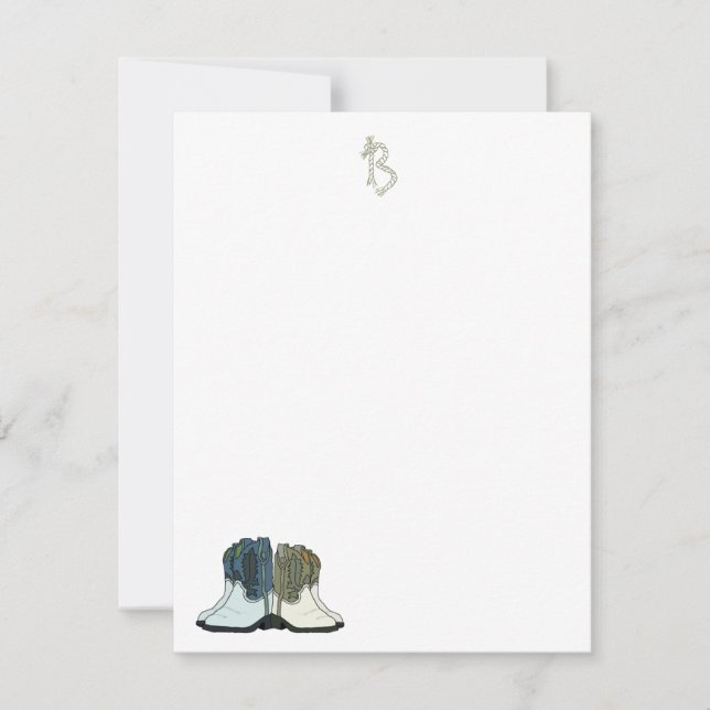 Country Western Boots Monogrammes plats Cartes de  (Devant)