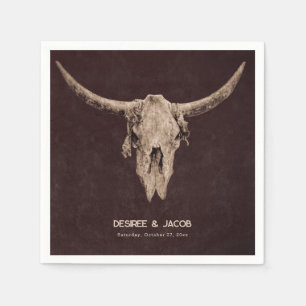 Country Western Brown Rustic Bull Skull Napkin