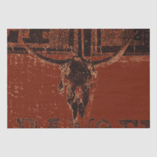 Country Western Bull Skull Rust Red Vintage Tissue Paper