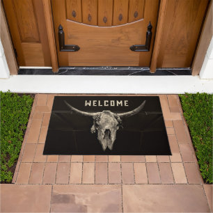 Country Western Bull Skull Rustic Vintage Welcome Doormat