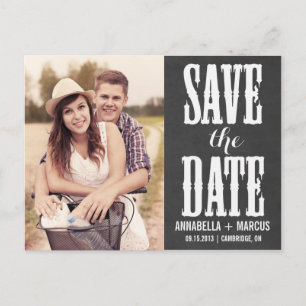 Country Western Chalkboard Save the Date Postcard