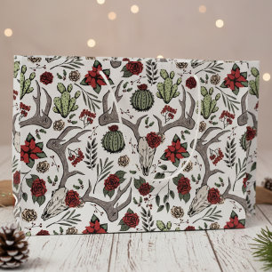 Country Western Christmas Floral Reindeer Skull Large Gift Bag