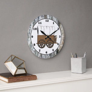 Country Western Covered Wagon Wall Clock